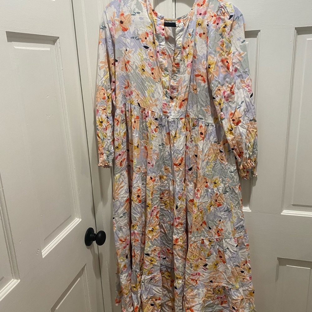 EVIE Orange and Pink Long Sleeve Sundress